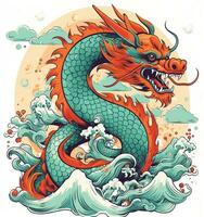 zodiaque signe, année de le dragon. chinois dragon.histoire et culture. asiatique art. ancien Chine. ai génératif photo