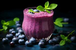 glacé Frais myrtille smoothie. produire ai photo