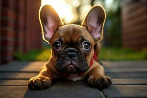 menue mignonne français bouledogue. produire ai photo