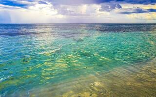 plage tropicale des caraïbes eau turquoise claire playa del carmen mexique. photo