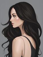 magnifique brunette fille avec longue cheveux photo