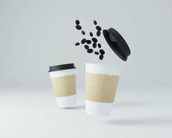 un paquet utilisé pour le café avec des tasses à café. photo