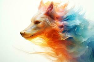 abstrait Loup avec complexe mouvement et brumeux couleur, génératif ai illustration photo