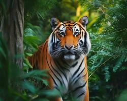 une tigre dans le forêt ai produire photo