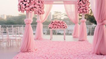 rose pastel mariage oasis, génératif ai photo