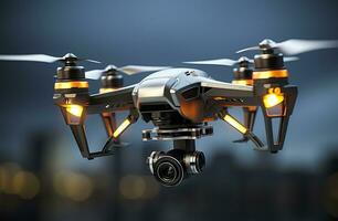 drone quadcopter avec numérique caméra. génératif ai photo