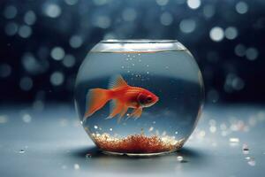 magnifiquement coloré poisson rouge nager dans le clair aquarium l'eau. 3d animation nager poisson rouge. ai génératif photo