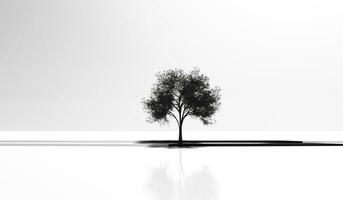 noir et blanc abstrait Contexte avec un isolé arbre et ses ombre. ai génératif photo