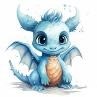 mignonne aquarelle peu dragon bébé illustration isolé clipart personnage. génératif ai photo