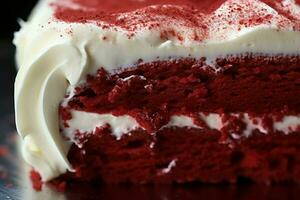décadent gâteau rouge velours. produire ai photo