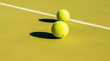 génératif ai, proche en haut tennis des balles sur le rechercher, sport, des loisirs concept photo