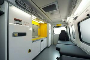 moderne ambulance à l'intérieur. produire ai photo