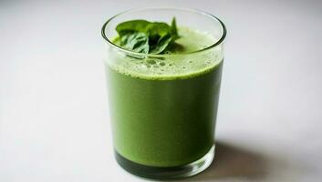 en bonne santé vert smoothie avec épinard dans une verre. ai généré. photo