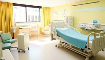 intérieur de une hôpital chambre. ai généré. photo