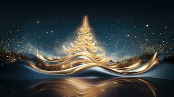 Noël composition avec d'or sapin arbre. génératif ai photo