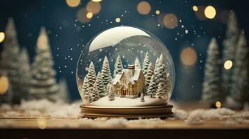 Noël Noël hiver boule à neige cabine, généré ai photo