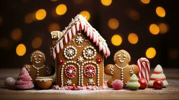 pain d'épice maison avec Noël décoration Noël vacances bonbons, génératif ai photo