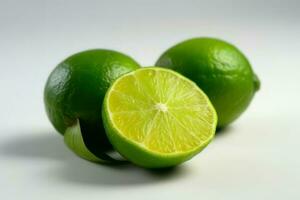vert citron vert avec Couper dans moitié et tranches, ai génératif photo