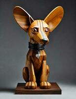 sculpté de une Célibataire pièce de bois, avec le bois grain combiné avec le charme de le illustré chien photo