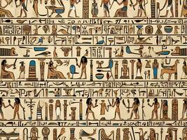 sans couture modèle avec hiéroglyphes, scénario, égyptien illustration photo