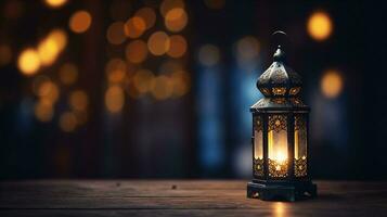 marocain lanterne avec bougie, Ramadan, islamique Contexte. génératif ai photo