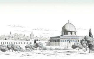 Al aqsa mosquée illustration sur blanc Contexte photo
