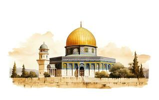 Al aqsa mosquée illustration sur blanc Contexte photo