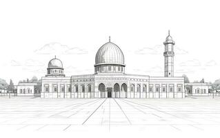 Al aqsa mosquée illustration sur blanc Contexte photo