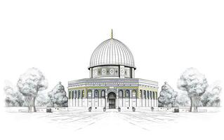 Al aqsa mosquée illustration sur blanc Contexte photo