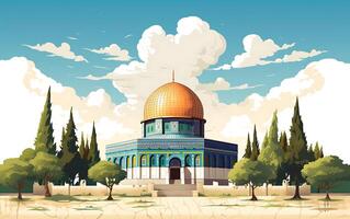 Al aqsa mosquée illustration sur blanc Contexte photo