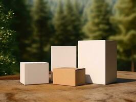 cartons boîte maquette avec isolé Contexte ai génératif photo