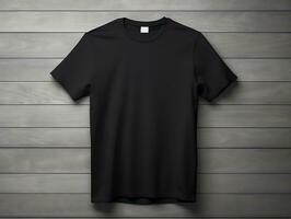noir T-shirt maquette avec isolé Contexte ai génératif photo