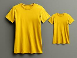 Jaune Couleur femelle T-shirt maquette ai génératif photo