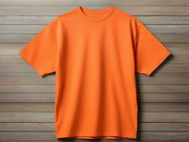 Orange Couleur Masculin T-shirt maquette ai génératif photo