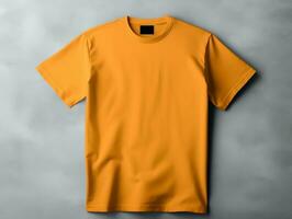 Orange Couleur Masculin T-shirt maquette ai génératif photo