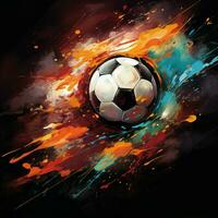 énergique football affiche, abstrait Balle art, idéal pour sport passionnés pour social médias Publier Taille ai généré photo