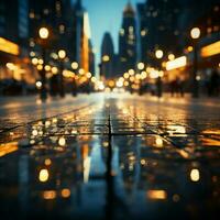 ville lumières Danse flou nuit paysage urbain renforcée par captivant cercle bokeh pour social médias Publier Taille ai généré photo