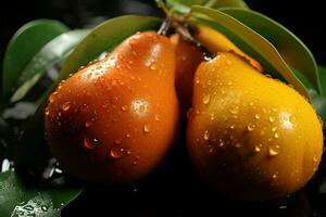 Frais mangues, renforcée par brillant l'eau perles, un séduisant vue ai généré photo