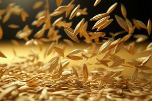 céréales de blé prendre vol, évoquant le esprit de nourriture ai généré photo
