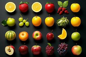 photographier mise en évidence le la diversité de des fruits dans un collection ai généré photo