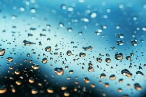 les temps transition gouttes de pluie sur verre parmi une skys en changeant humeurs ai généré photo