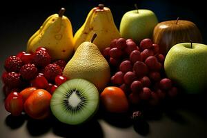 déshydraté des fruits, offre une plus long étagère la vie et unique les saveurs ai généré photo