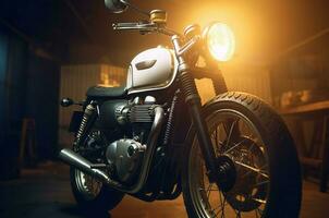 motard moto nuit rue. produire ai photo