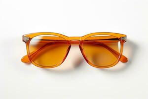 des lunettes de soleil dans un le fer Cadre avec Orange verre isolé sur blanc ai généré photo