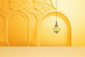 plat islamique Contexte avec lanterne ai génératif photo