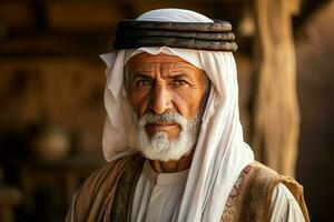 vieux arabe village vieux homme. produire ai photo