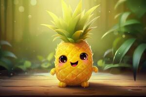 attirant mignonne ananas personnage. produire ai photo