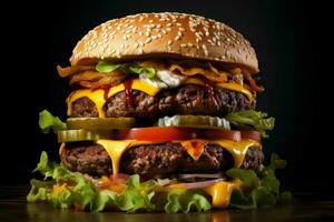 savoureux américain Burger aliments. produire ai photo