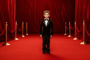 glamour enfant rouge tapis. produire ai photo