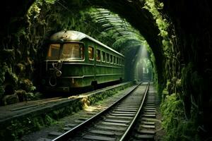 solide verre chemin de fer tunnel. produire ai photo